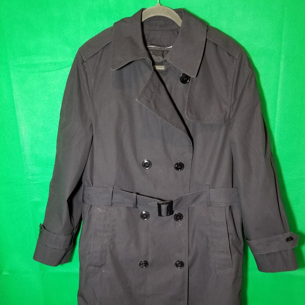 DSCP Garrison Collection Vintage Black Button Up /Belt Trench Coat Women 12R‎
